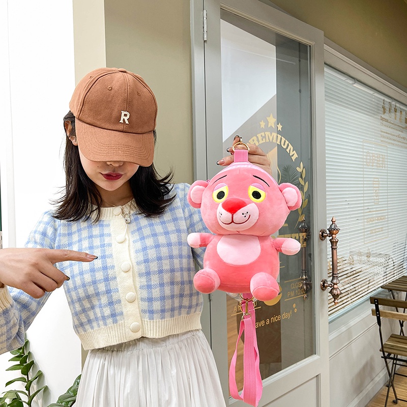 Túi Đeo Chéo Hình Thú Nhồi Bông Báo Hồng Dễ Thương Thời Trang Cho Nữ