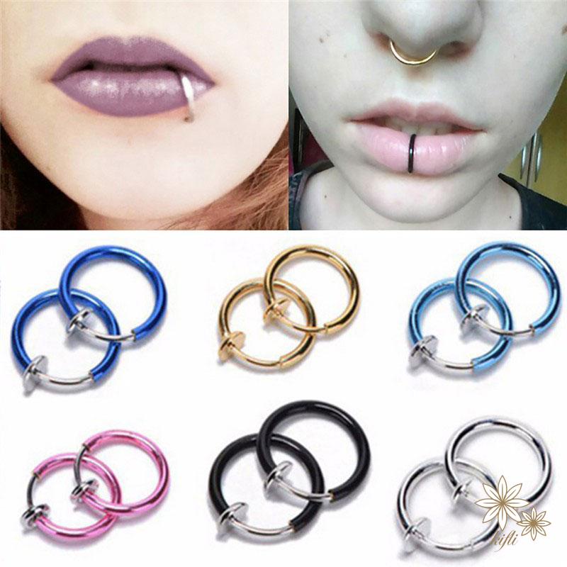 1 Cặp Khuyên Kẹp Mũi 13mm Khuyên kẹp titan tai, môi, mũi bông tai không dị ứng