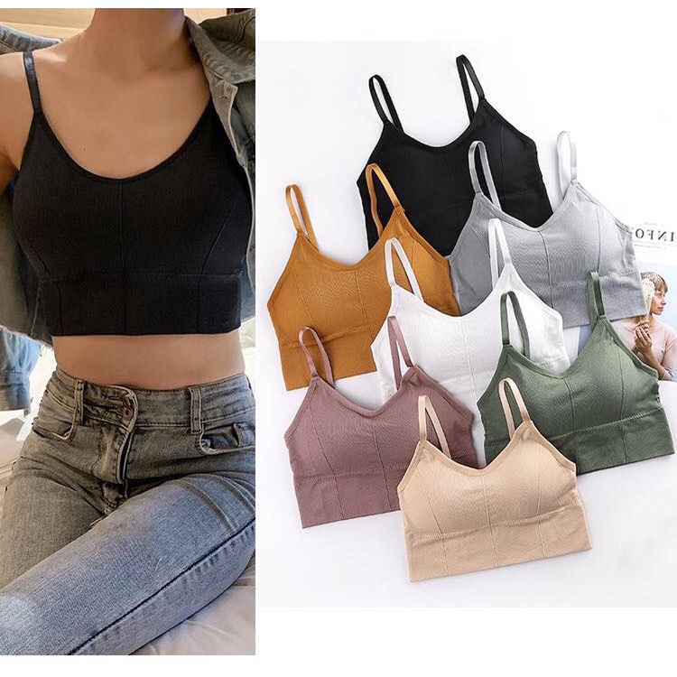 Áo bra nữ len gân tăm chất đẹp 2 dây hở lưng áo lót ngực không gọng mút mỏng tập jym yoga năng động thể thao
