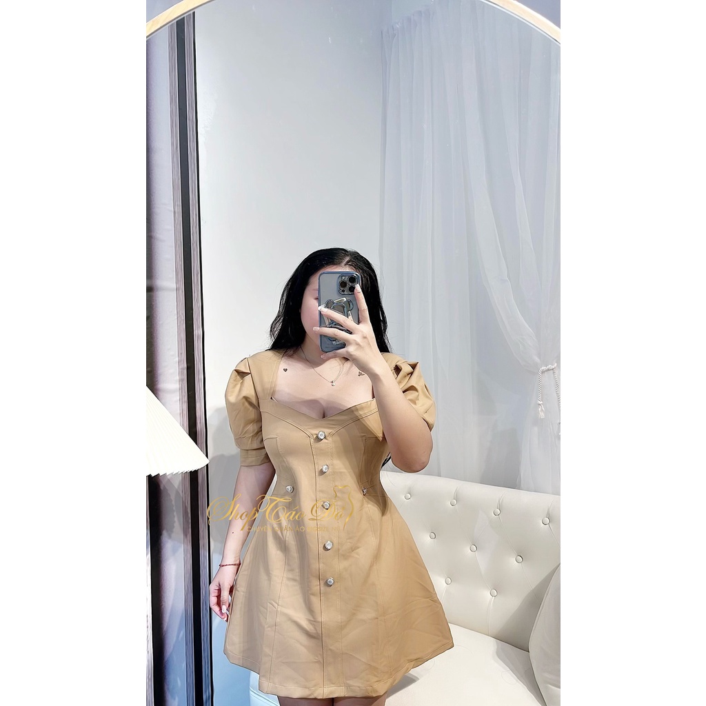 Đầm nút tay phồng sang chảnh siêu hot D35  🍎🍎🍎