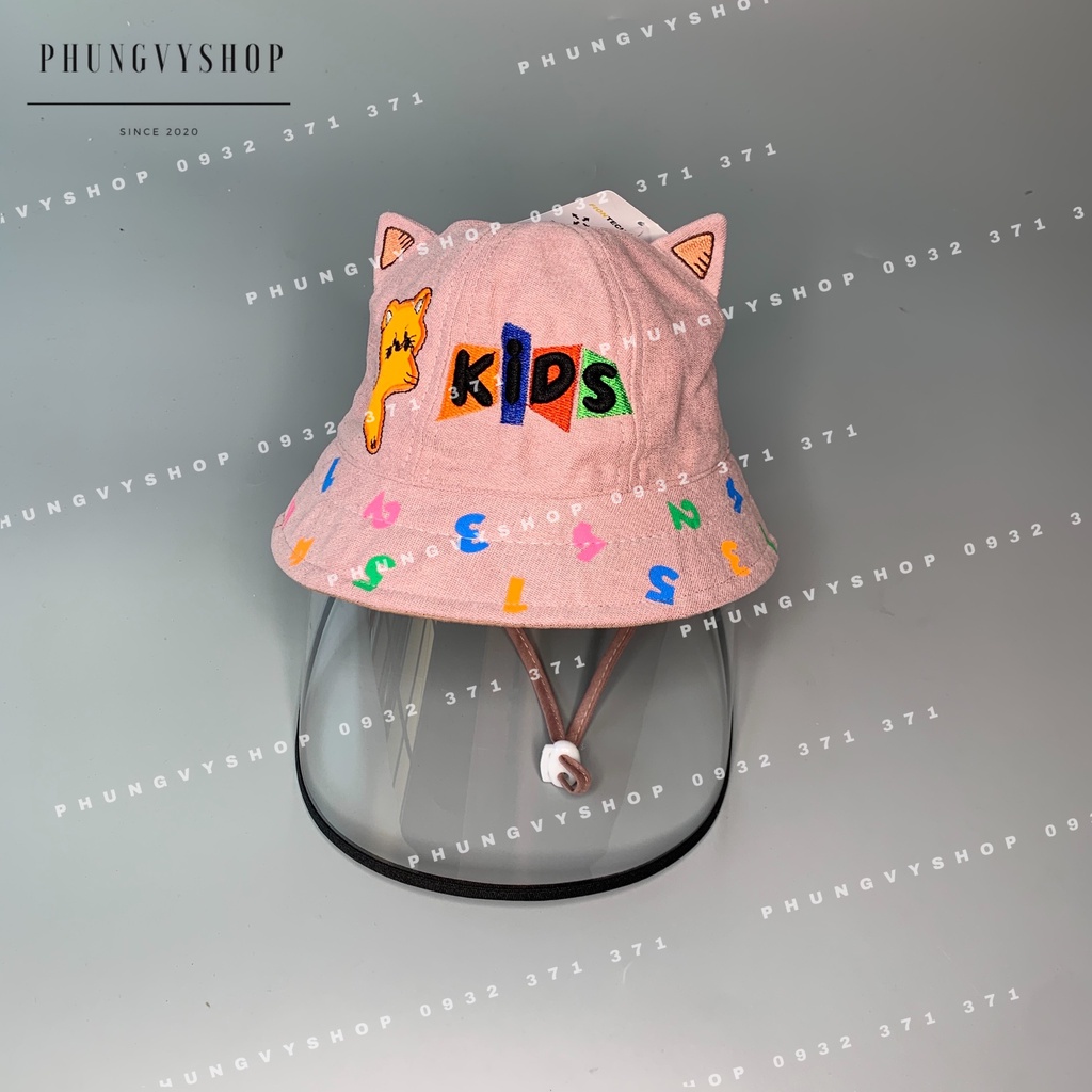 (Bé dưới 18 tháng/ Vòng đầu 48cm) Mũ CHỐNG GIỌT BẮN cho bé trai bé gái - NHUNG MÈO KID SỐ MÀU-Nón cản bụi