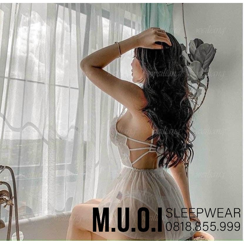 Váy ngủ sexy ren mềm hoa nổi xinh - SX 46-  QUẢNG CHÂU cao cấp- Hàng có sẵn