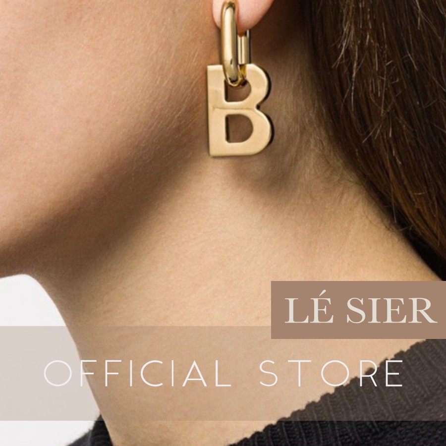 Khuyên tai nữ Lé Sier cá tính chữ B titan, mạ vàng 18K - EDGO78