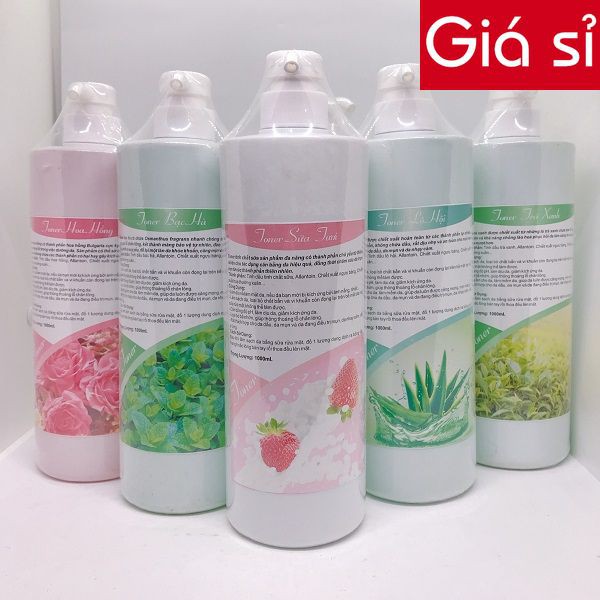 NƯỚC HOA HỒNG CHAI LỚN CHIẾT XUẤT HOA CÚC, HOA HỒNG, LÔ HỘI, SỮA, TRÀ XANH, BẠC HÀ 1000ML
