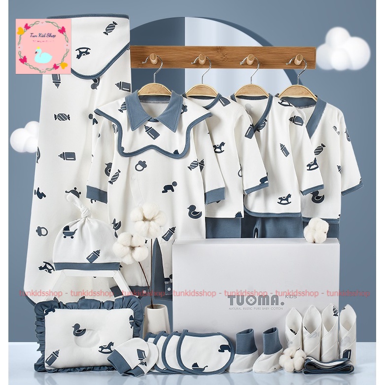 Set 24 món sơ sinh quần áo cho bé 0-12 tháng chất liệu cotton 100% an toàn cho da bé