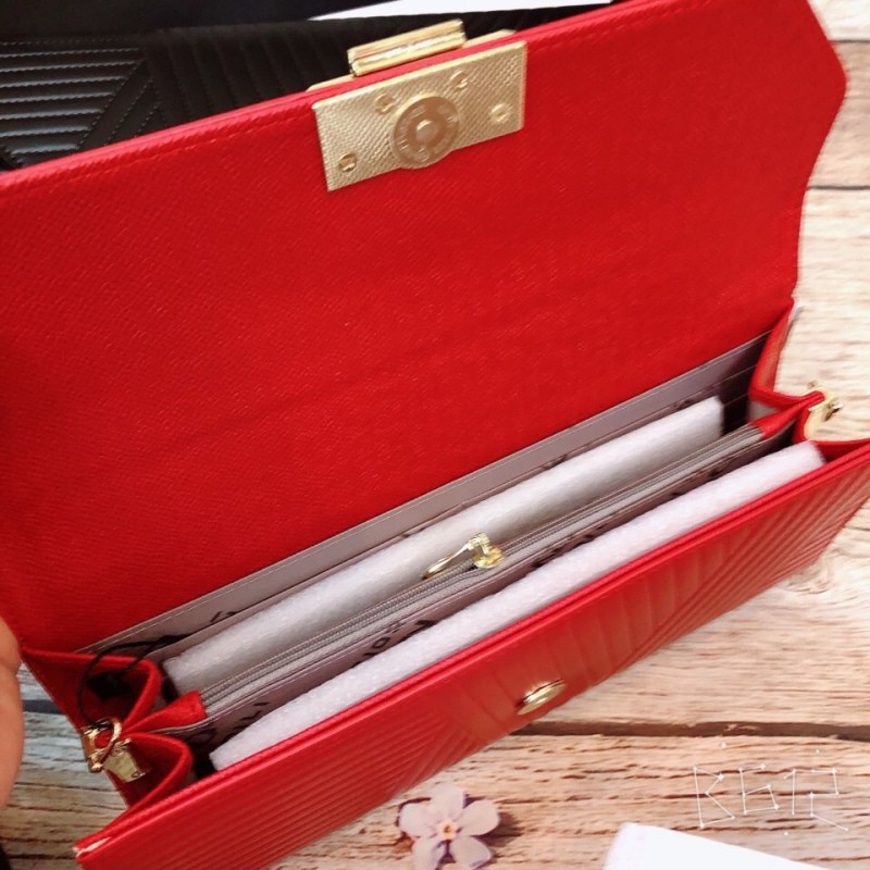 Túi ví cầm tay da vân chéo cực sang chảnh, ví kèm dây xích đeo túi | BigBuy360 - bigbuy360.vn