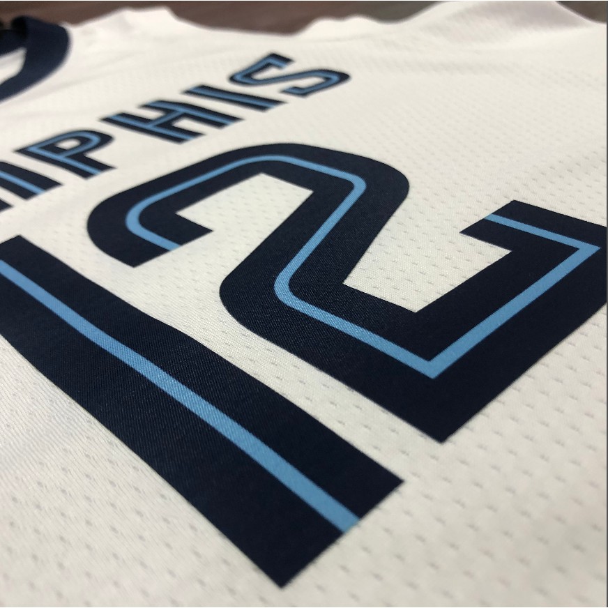 Áo thun thi đấu bóng rổ phiên bản cổ điển đội NBA Memphis Grizzlies Số 12 Morant màu trắng size lớn
