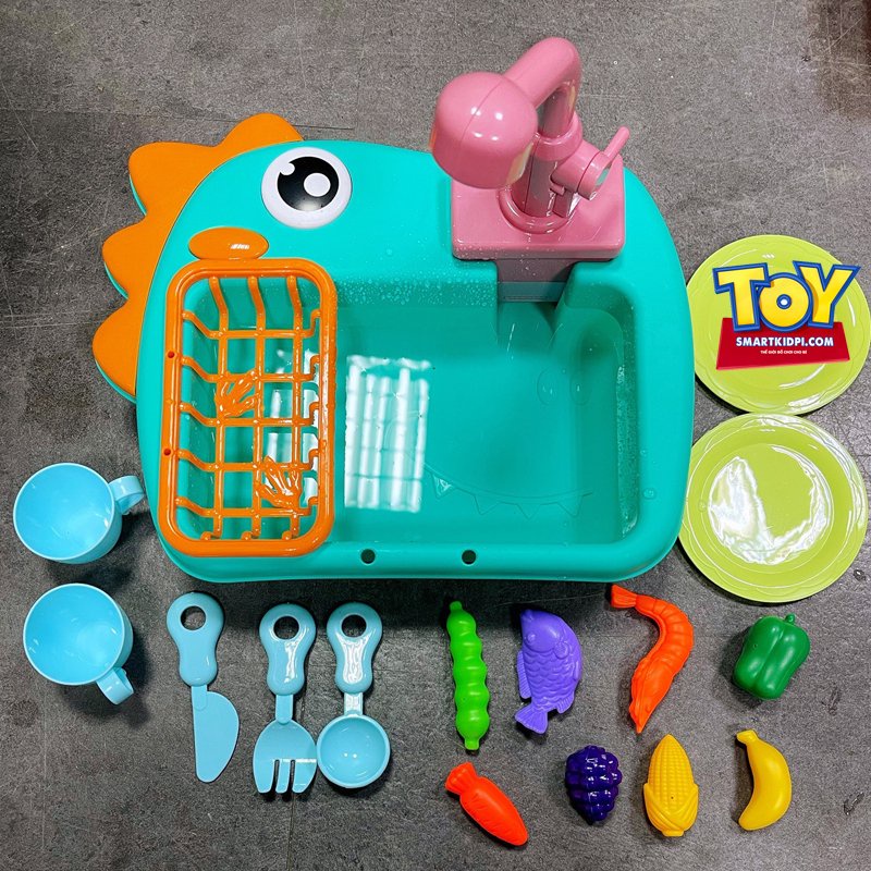 Bộ đồ chơi nhà bếp rửa rau củ quả, câu cá cho bé, đồ chơi câu cá - Beekids