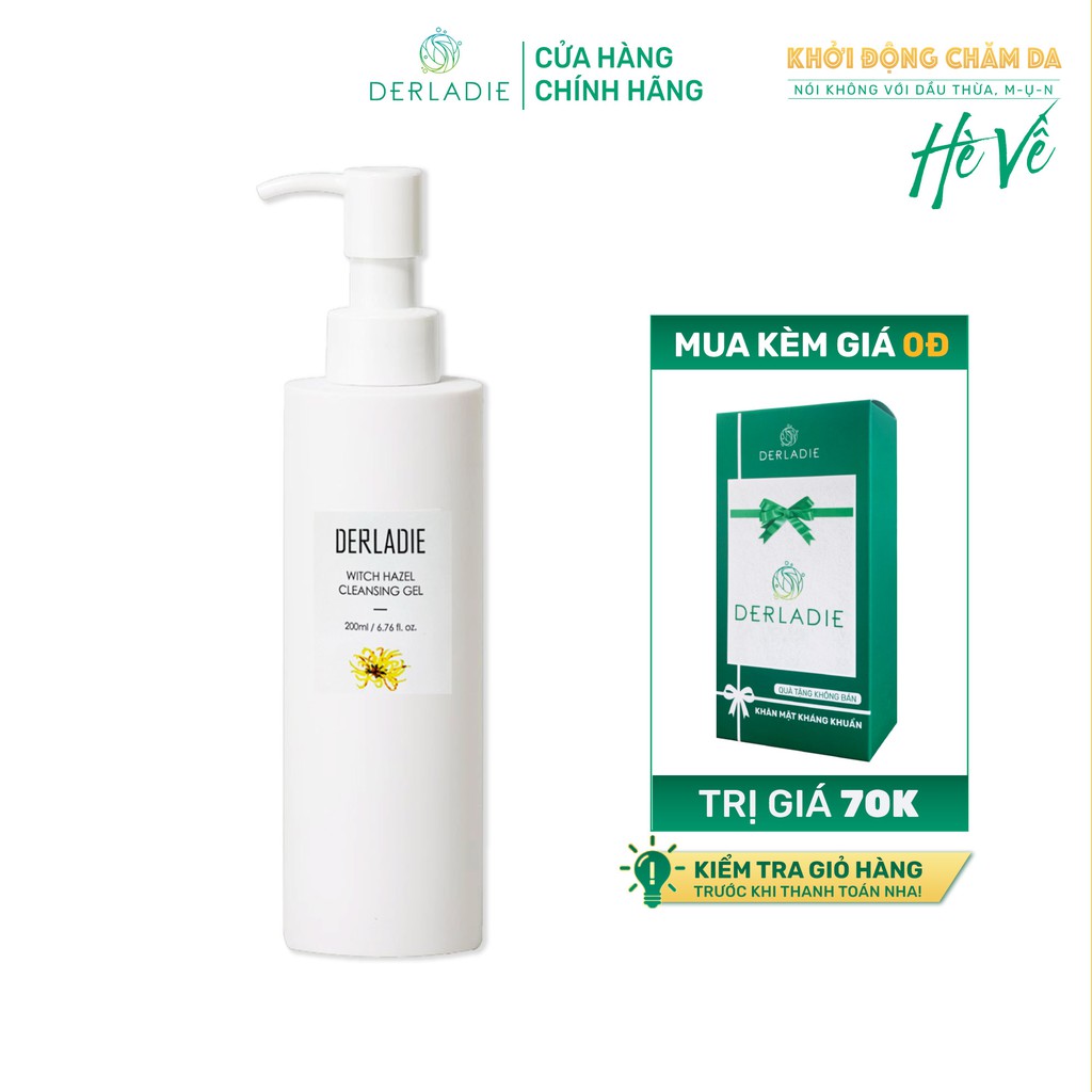 [Mã FMCGMALL -8% đơn 250K] Sữa rửa mặt Derladie Witch Hazel Cleansing Gel làm sạch, ngừa mụn trên da 200ml