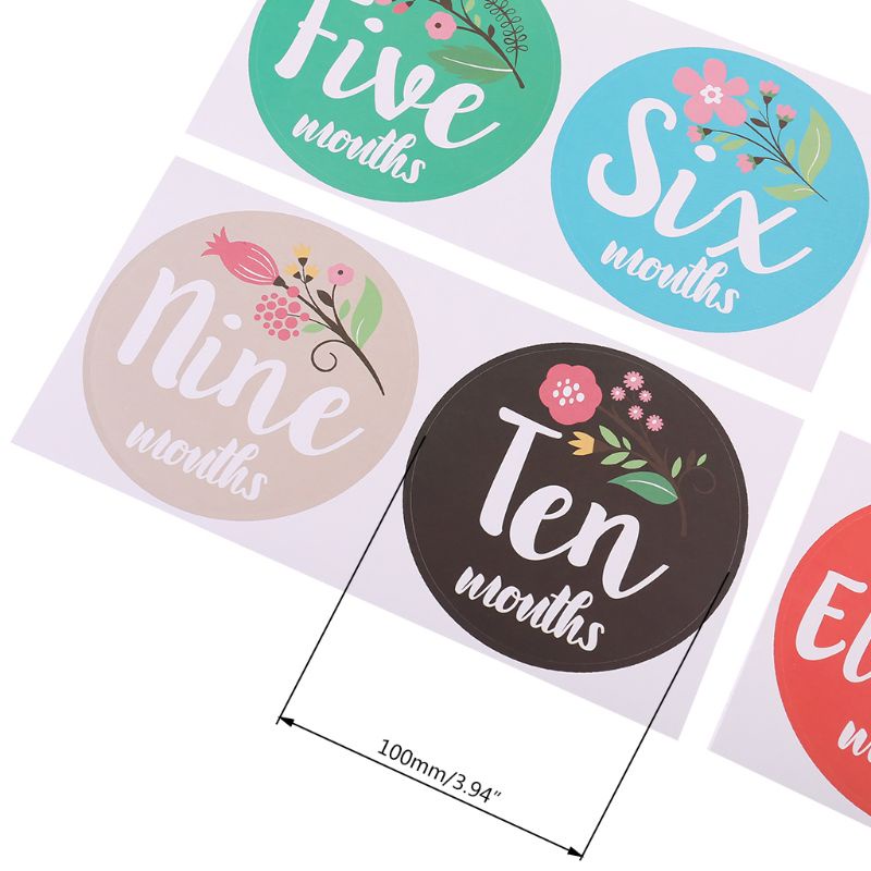 Bộ 12 Sticker Đánh Dấu Cột Mốc Phát Triển Theo Phong Cách Boho Cho Bé Sơ Sinh