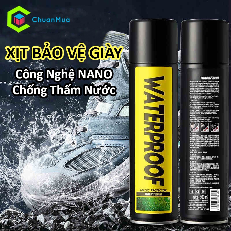 Xịt Nano Chống Thấm Nước, Chất Bẩn Cho Giày WATERPROOF Magic Protector 300ml