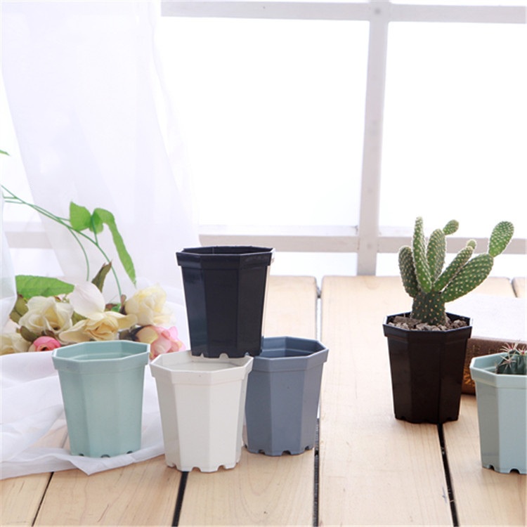 Chậu Nhựa Dày Hình Bát Giác Trồng Hoa / Cây Mọng Nước Để Bàn