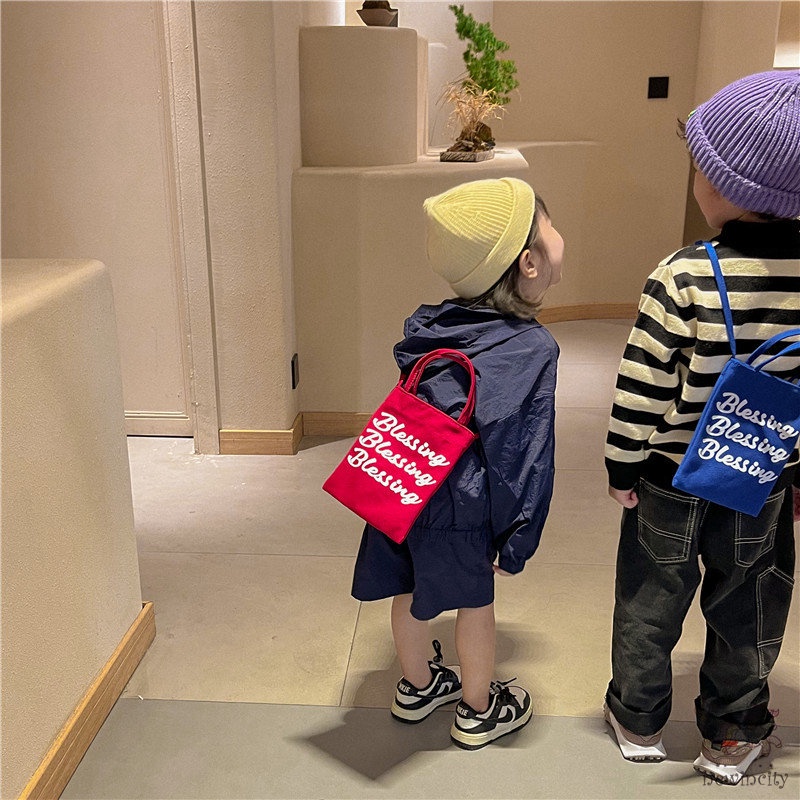 Túi Xách Đeo Vai Vải Bạt Thời Trang Hàn Quốc Đáng Yêu Dành Cho Trẻ