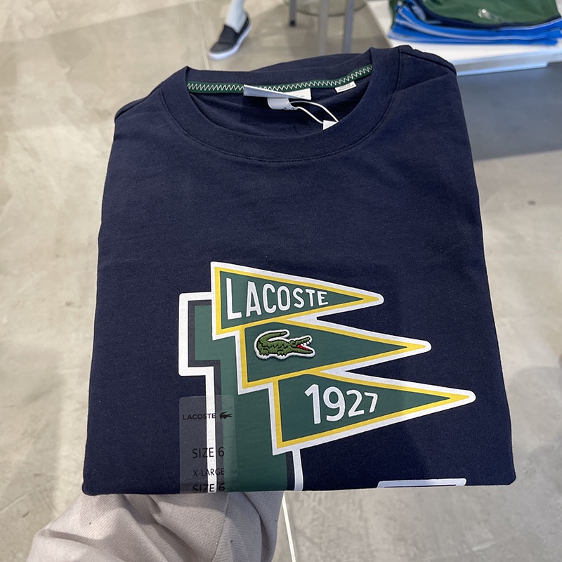 LACOSTE Áo Thun Tay Ngắn Chất Liệu Cotton Thoáng Khí Cho Nam