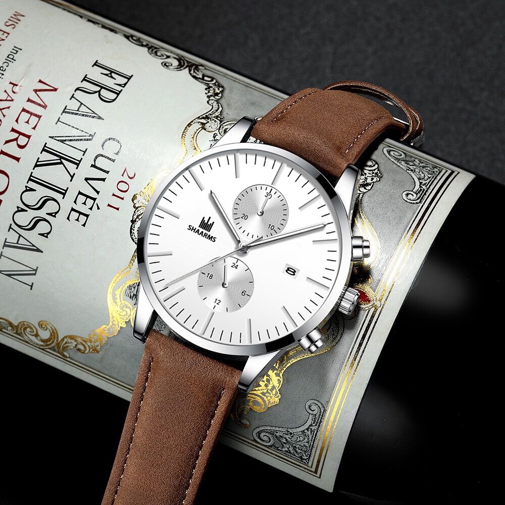 ĐồNg Hồ Nam SHAARMS Rose Gold Frame Men'S Quartz Watch Luxury Clock Analog Movement