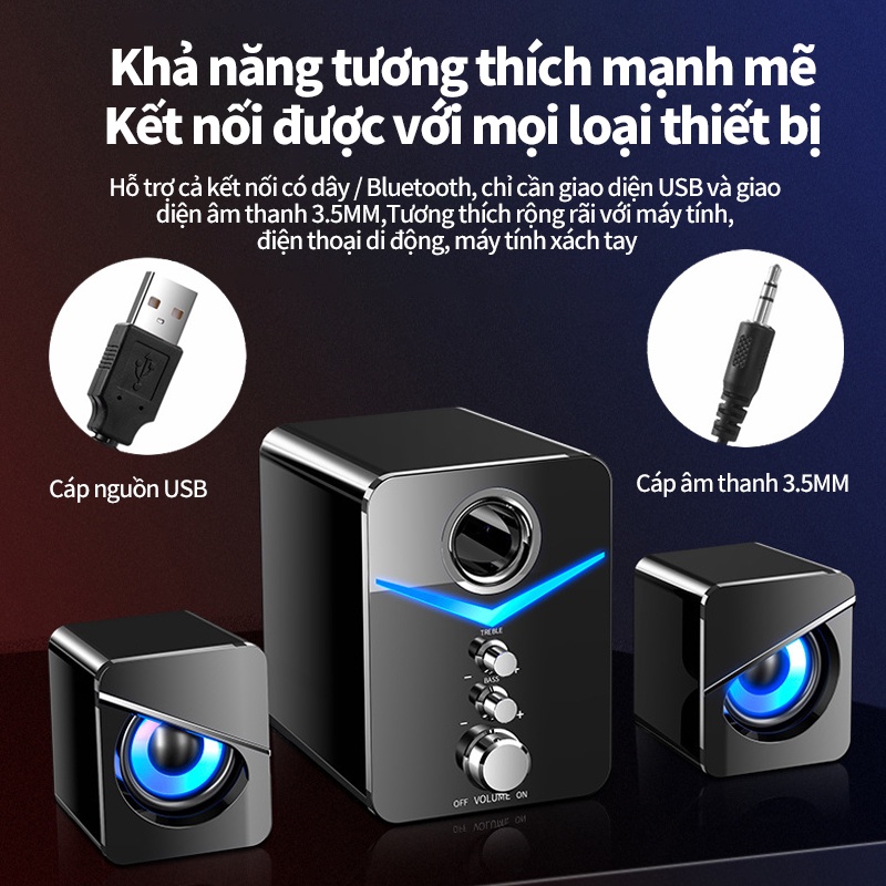 Loa vi tính để bàn MC , SUPER BASS Âm thanh vòm 9D dòng loa máy tính cao cấp cho laptop, pc