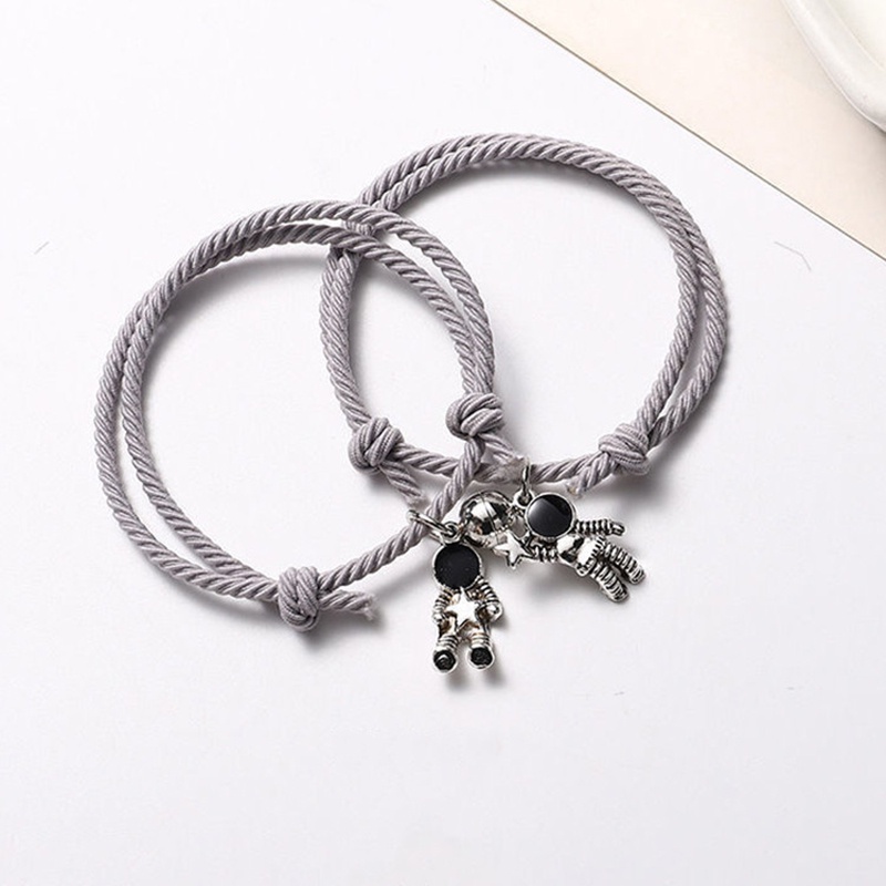 Set 2 Cặp Vòng Tay/1 Cặp Dây Cao Su Hít Nam Châm Thiết Kế Phi Hành Gia Cho Nam Và Nữ