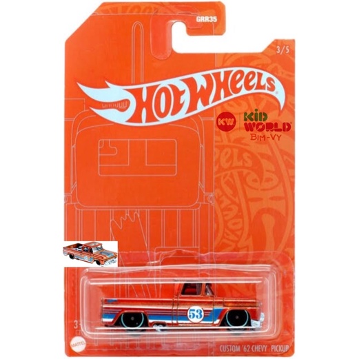 Xe mô hình Hot Wheels bán tải Orange and Blue Series 2021 Custom '62 Chevy Pickup GRR38.