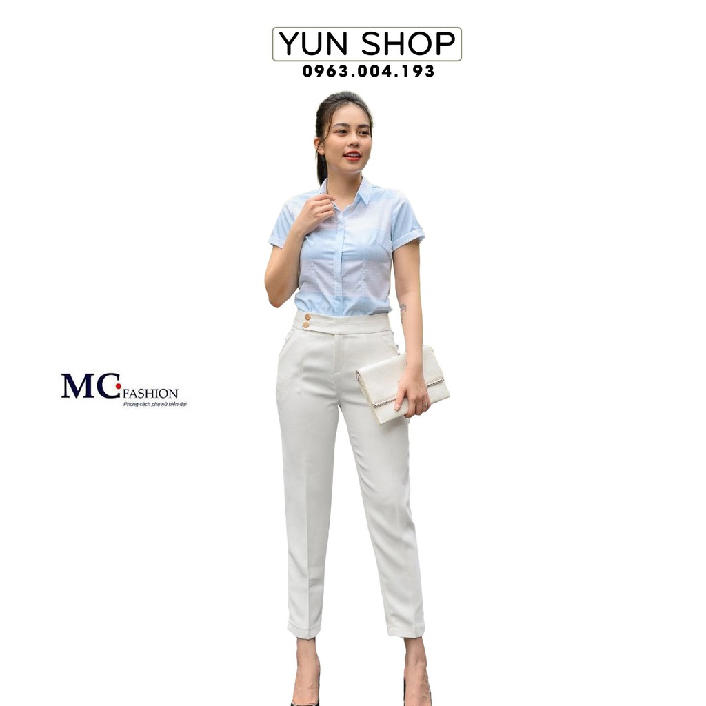 Áo sơ mi nữ- áo công sở Bambo ngắn tay hoạ tiết kẻ to A672,đồng phục công sở