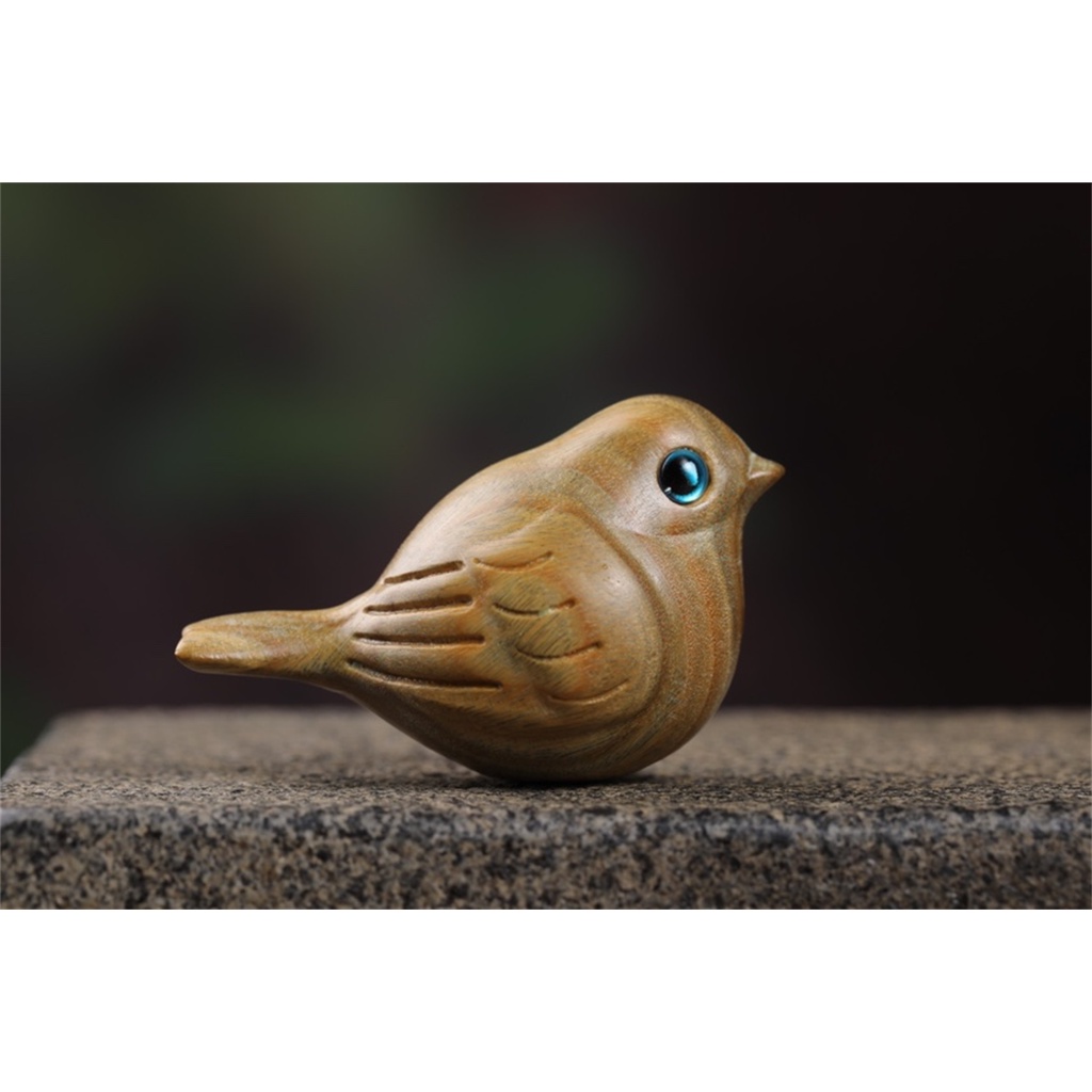 Chú Chim Nhỏ Bằng Gỗ Đàn Hương Chạm Khắc Thủ Công Kích Thước 7X3.8Cm