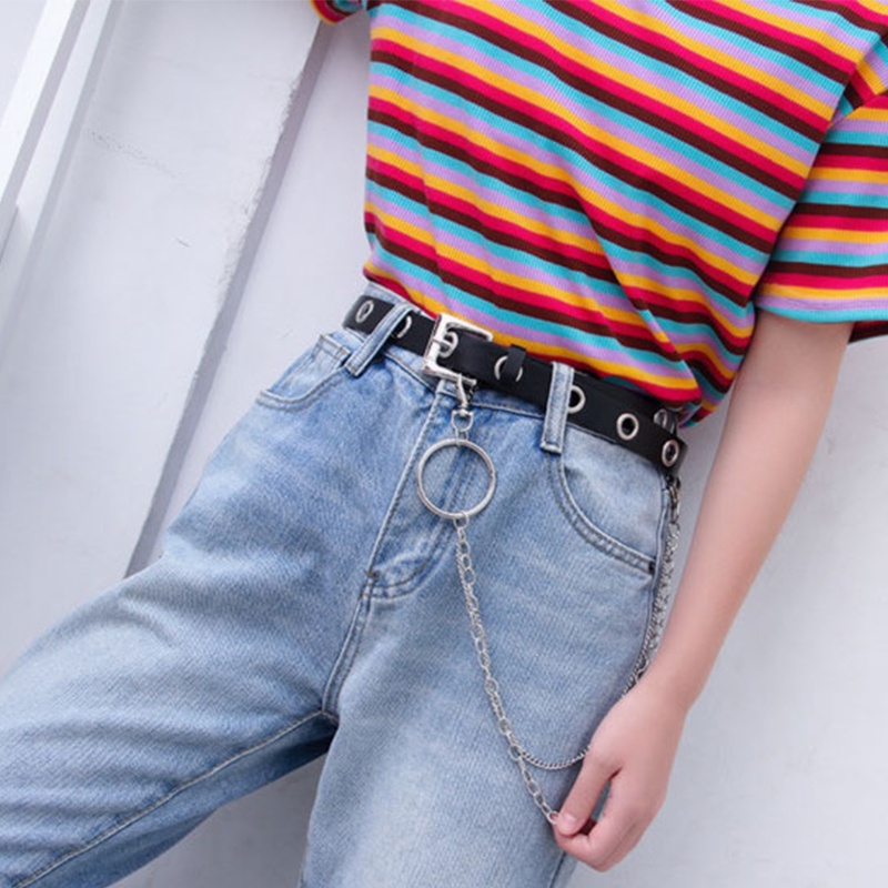 Thắt Lưng Thiết Kế Đục Lỗ Phong Cách Punk Hàn Quốc Thời Trang Cho Nữ