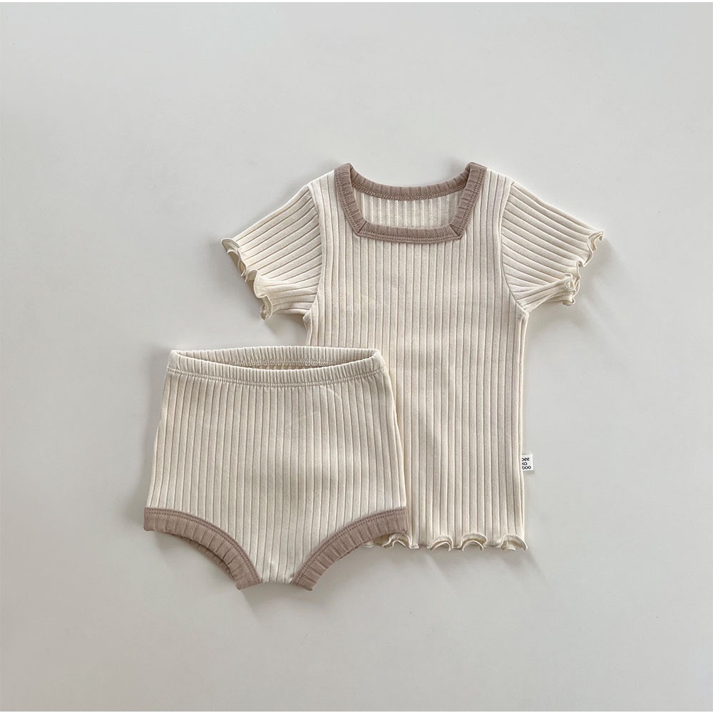 Bộ Đồ Ngắn Tay Chất Liệu Cotton Thời Trang Mùa Hè Hàn Quốc Dành Cho Trẻ Nhỏ 0-3 Tuổi