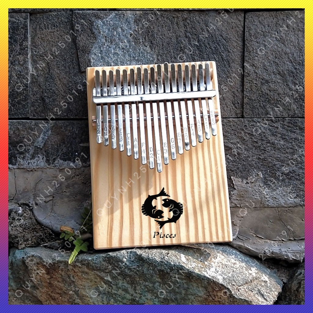 Đàn Kalimba 17 Phím Khắc Hình 12 Cung Hoàng Đạo - Đàn Kalimba Nguyên Khối Gỗ Thông Cao Cấp Tặng Full Phụ Kiện