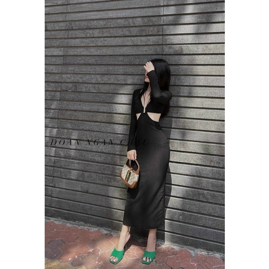 đầm yếm tay dài khoen U (7299) - CarotShop