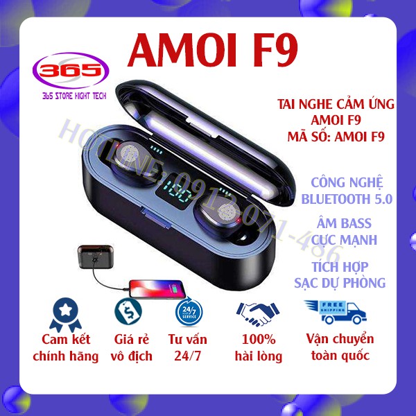 [ĐỈNH CAO]-Tai nghe True Wireless Amoi F9, tai nghe Bluetooth cảm ứng chạm, chống nước, chống bụi, bảo hành 06 tháng