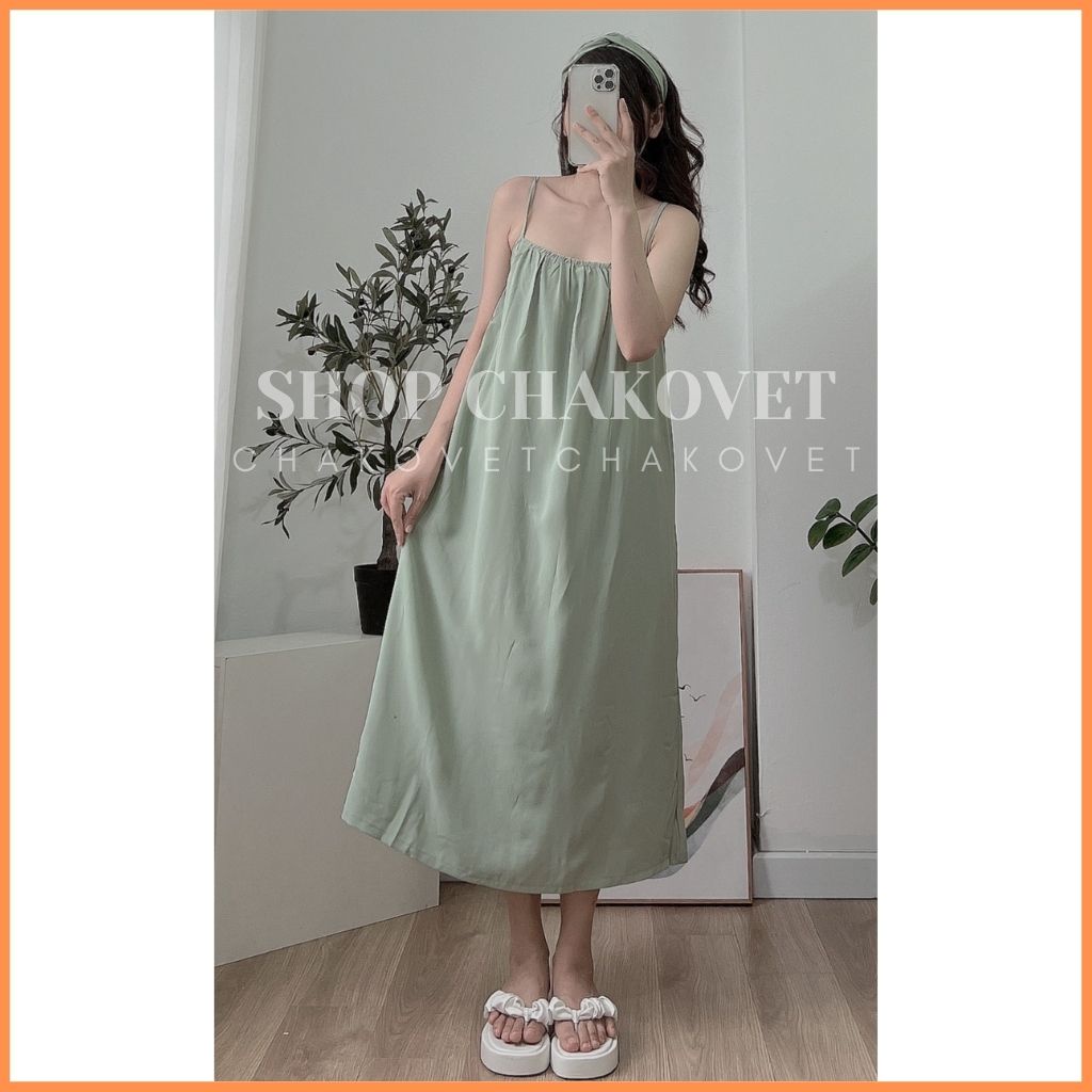 Đầm maxi đi biển kèm turban V8308 Váy 2 dây chun ngực bánh bèo dài quá gối 2 lớp dày dặn đi chơi sang chảnh - CHAKOVET | BigBuy360 - bigbuy360.vn