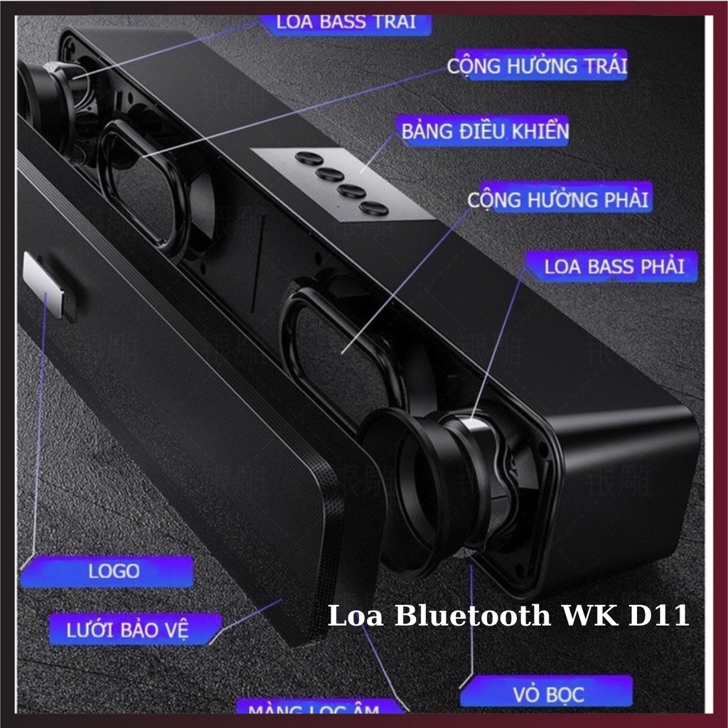 Loa Bluetooth Mini Wk Design D11 Loa Thanh Mini Bluetooth V5.0 Hỗ Trợ Usb Thẻ Nhớ Jack 3.5 Kết Nối Tivi Máy Tính- Tueman