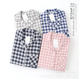 Bộ pyjama mặc nhà kẻ caro chất liệu cotton