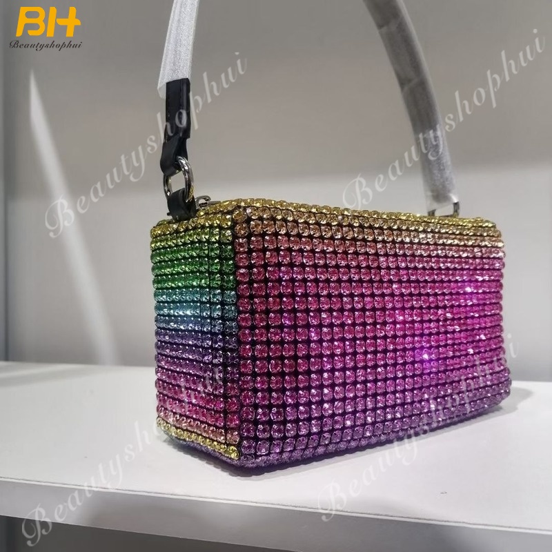Túi Đeo Vai Vuông Nhỏ Xinh Đính Đá Lấp Lánh Thời Trang Mới 2022 Cho Nữ