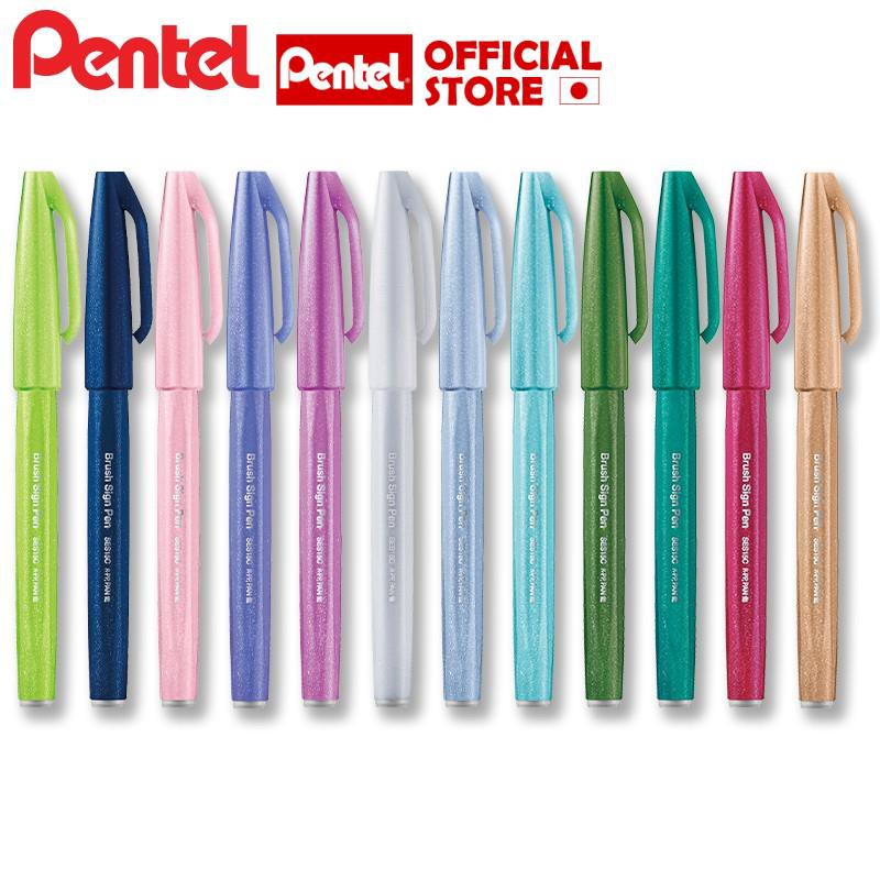 Bút Viết Thư Pháp Brush Sign Pen Pentel - SES15C 12 Màu Pastel