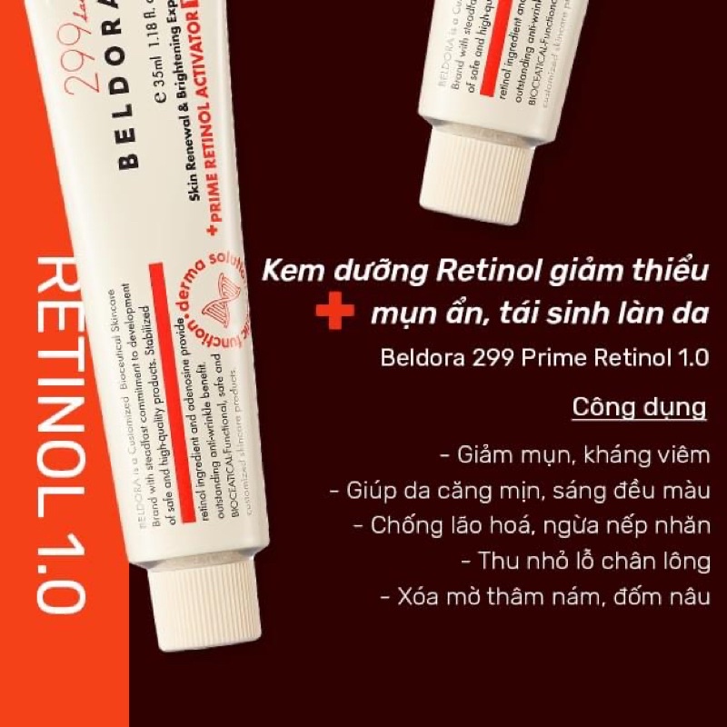 Kem Dưỡng Retinol Trẻ Hóa Da, Giảm Nếp Nhăn Và Ngăn Mụn Beldora 299 Prime Retinol Activator 35ml