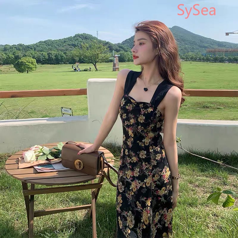 Đầm Hai Dây Họa Tiết Hoa Phong Cách Vintage Pháp Hợp Mùa Hè