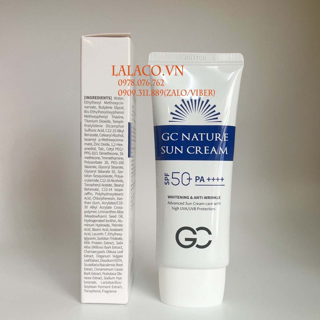 Kem Chống Nắng Nâng Tone,Dưỡng Da Hàn Quốc GC Nature Sun Cream SPF 50+ 60ml