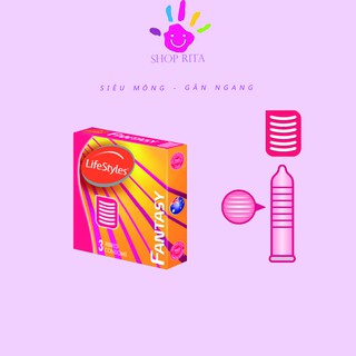 Bao cao su LifeStyles Fantasy có gân ngang ôm sát cao cấp 3 bao