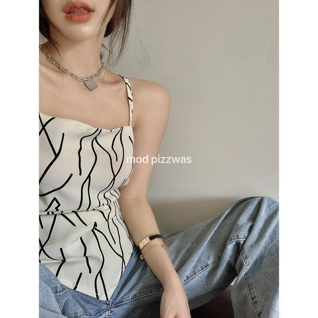 Áo Lửng Hai Dây In Họa Tiết Kiểu Dáng Quyến Rũ Dành Cho Bạn Gái