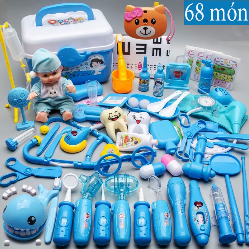 ĐỒ CHƠI BÁC SĨ (2 màu xanh vs hồng, hàng chuẩn như trên hình) an toàn cho bé (từ 1.5 > 5tuổi)