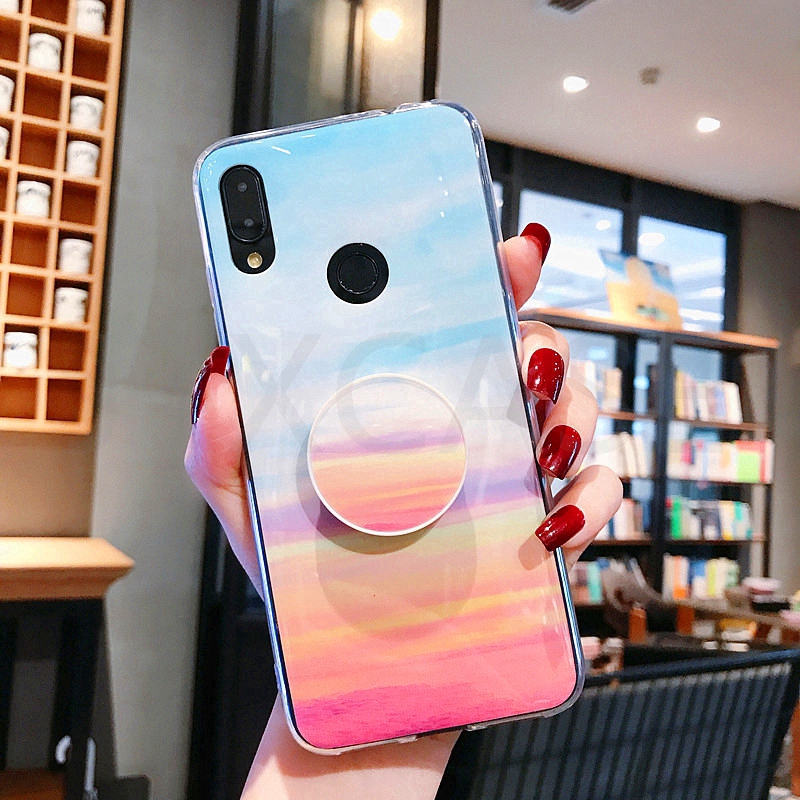 Xiaomi Mi 9 8 Lite Redmi 6 Note 7 6 5 Pro Case Marble Patterned Texture Air Bag Stand Holder Soft Cover