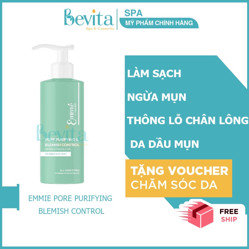 Gel rửa mặt sạch sâu, kiểm soát mụn nhờn  Emmie Pore Purifying Blemish Control Derma Cleansing Gel 180ml - Bevita
