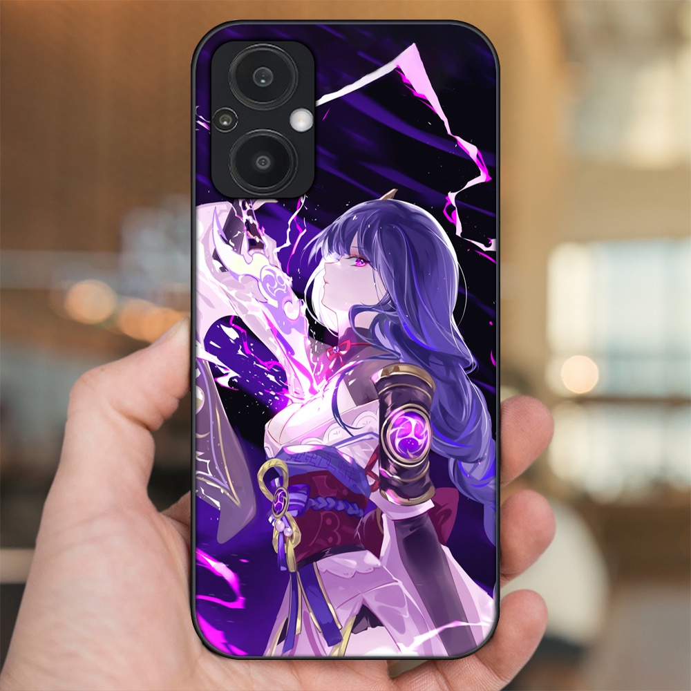 Ốp lưng Oppo Reno 7Z 5G viền đen in hình Raiden Shogun Genshin Impact
