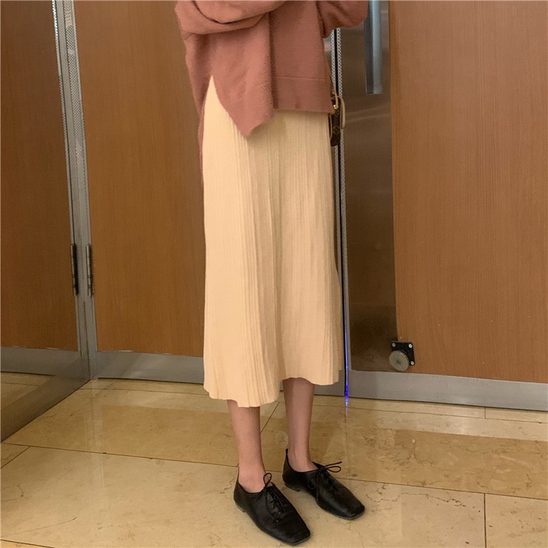 Chân Váy Dệt Kim Mỏng Lưng Cao Xẻ Tà Thời Trang Trẻ Trung | BigBuy360 - bigbuy360.vn