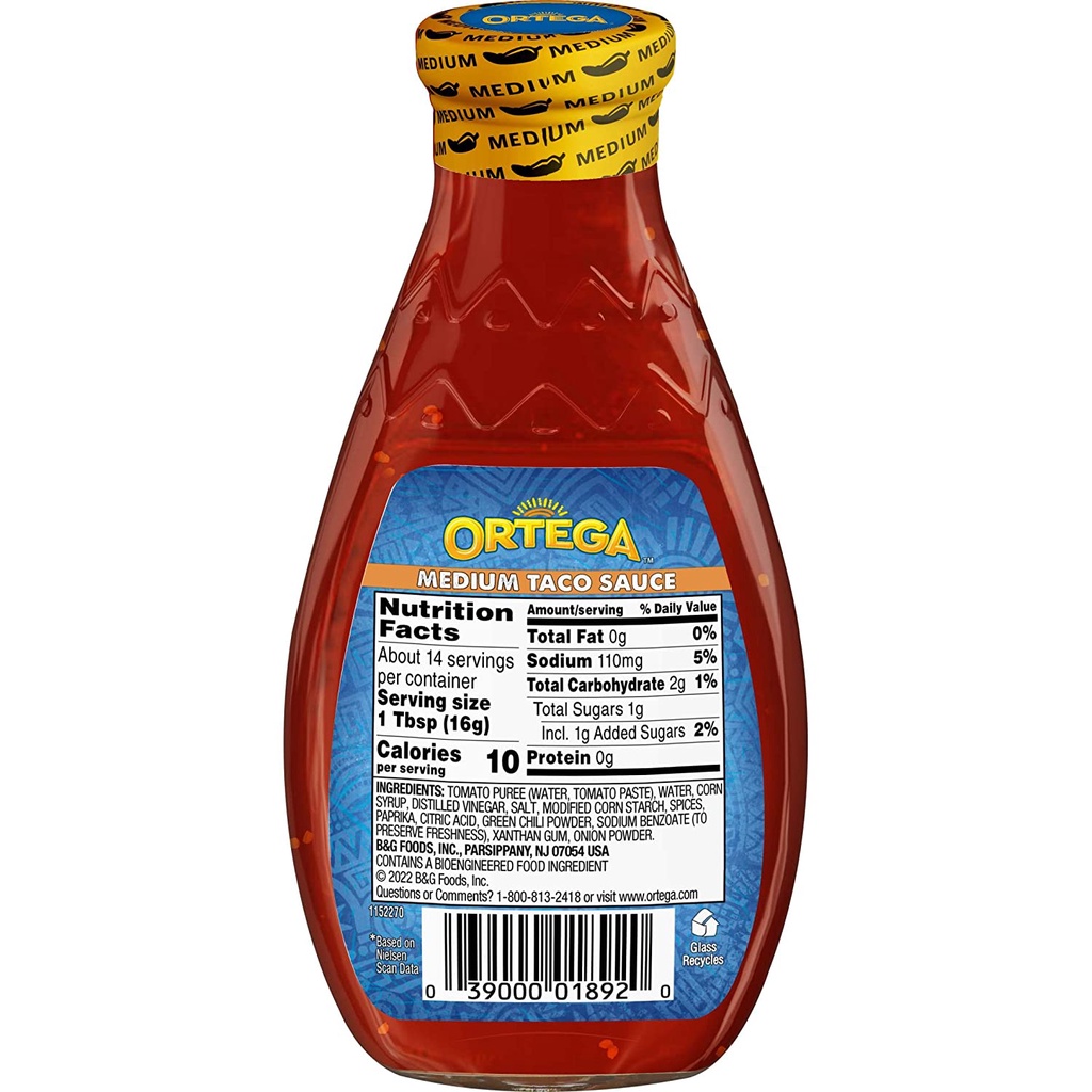 SỐT TACO CAY VỪA Ortega Taco Sauce - Medium, BÁN CHẠY SỐ 1 TẠI MỸ, 226g (8 oz)