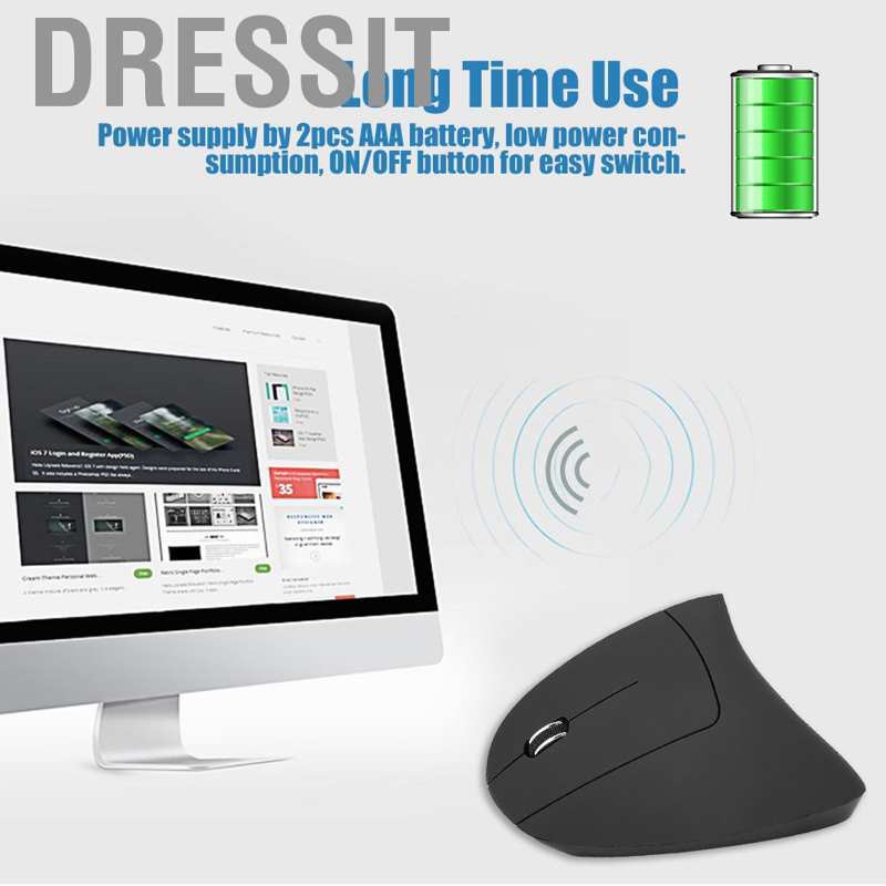 Dressit 2.4G Wireless 1600DPI Ergonomic Vertical Gaming Mouse Optical Mice for PC Laptop