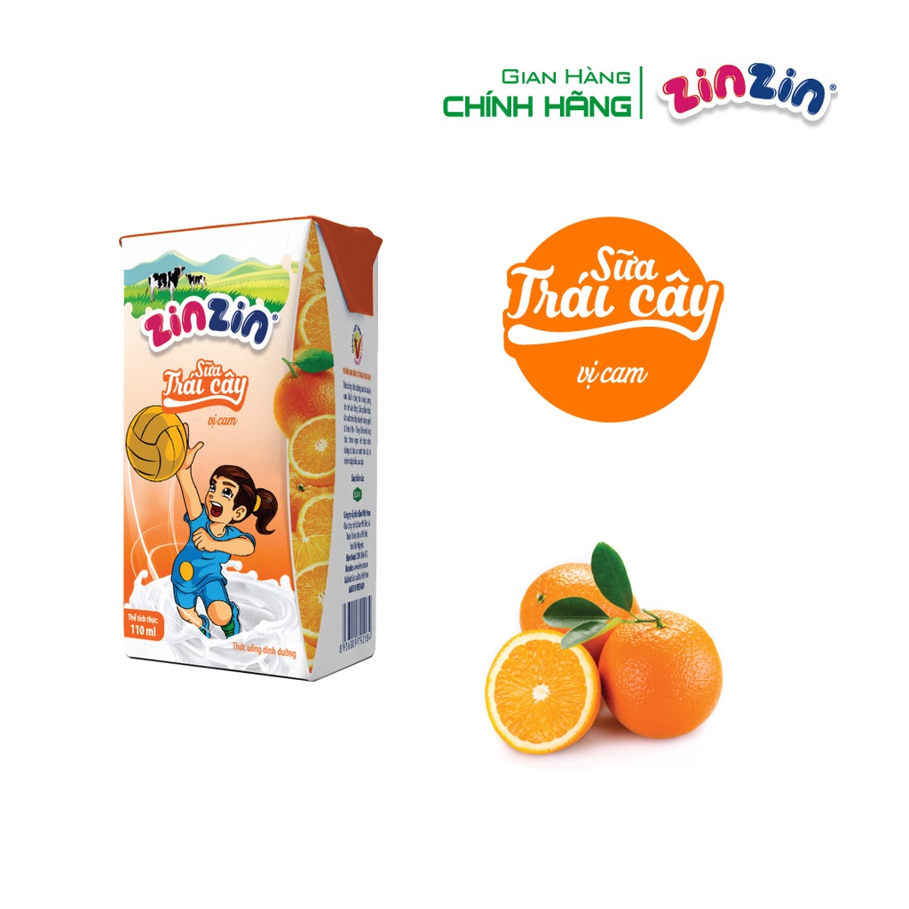 Thùng 48 hộp Sữa trái cây ZinZin vị cam 110ml