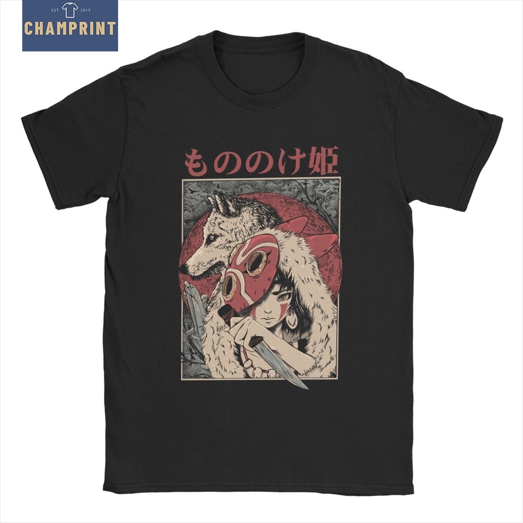 Nam Công Chúa Mononoke Hime Áo Anime Studio Ghibli Cotton Quần Áo Ngắn Tay