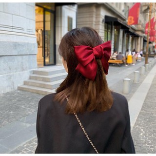 Kẹp Tóc Nơ Bản To Phong Cách Hàn Quốc Lụa Satin