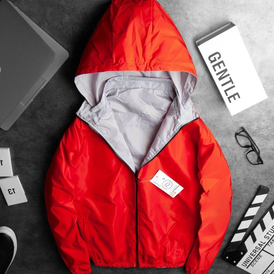 Áo Khoác GIÓ 2 LỚP Cho Nam, Áo Khoác Dù, 2 Lớp Chống Nước, Có Mũ Giấu Được Vào Cổ